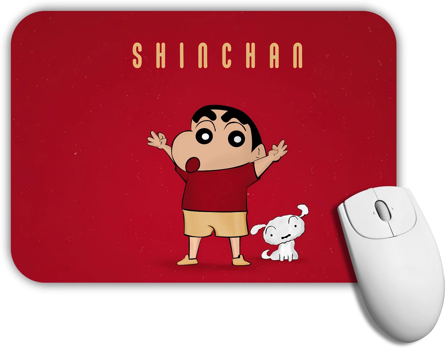 BHS Brothers Shinchan Cartoon Mouse Pad with 3MM HD Print | Shinchan & Dog Design, 3MM Thickness, HD Print, Red Background, Anime Character-image-31