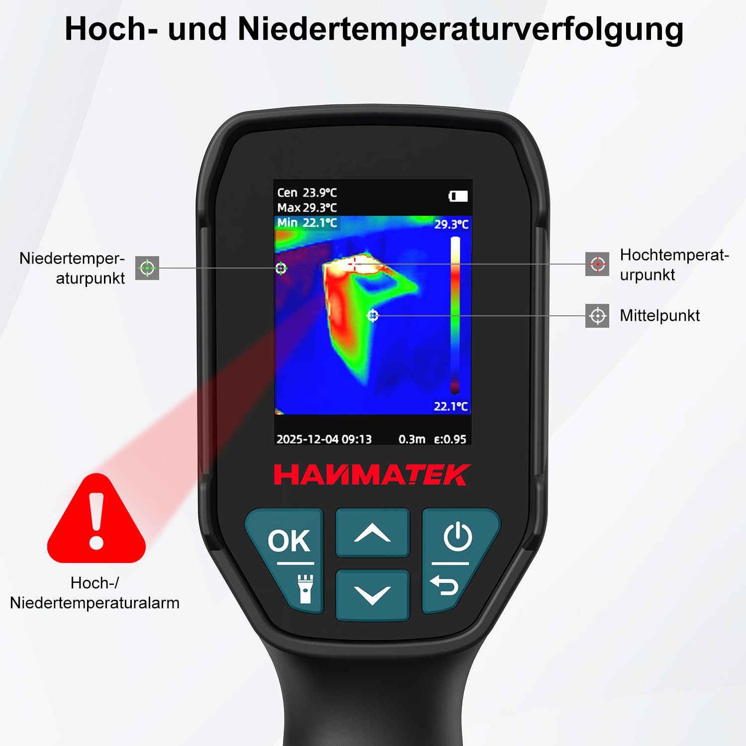 HANMATEK Wärmebildkamera Ti240 Bildgebungswerkzeug für Temperaturanomalien und Jagd-Wärmebildkamera mit einer Auflösung von 240 x 240 Pixeln, Temperaturbereich von -68 °F bis +752 °F, Wiederaufladbar