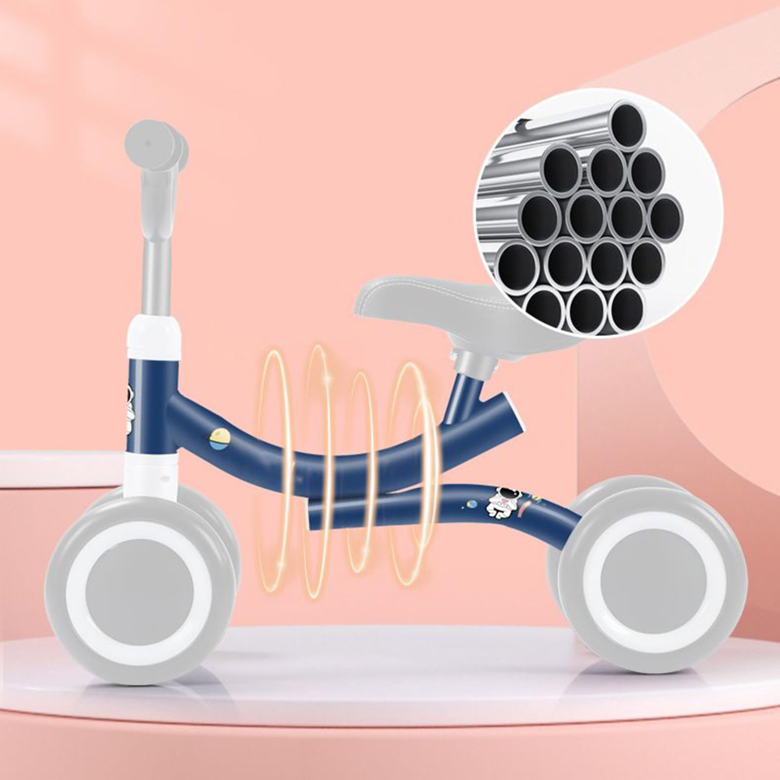 Bicicletta Senza Pedali per Bambini Bicicletta Regolabile 4 Ruote per | Accessorio di Equitazione Comodo per Bambini 1-3 Anni