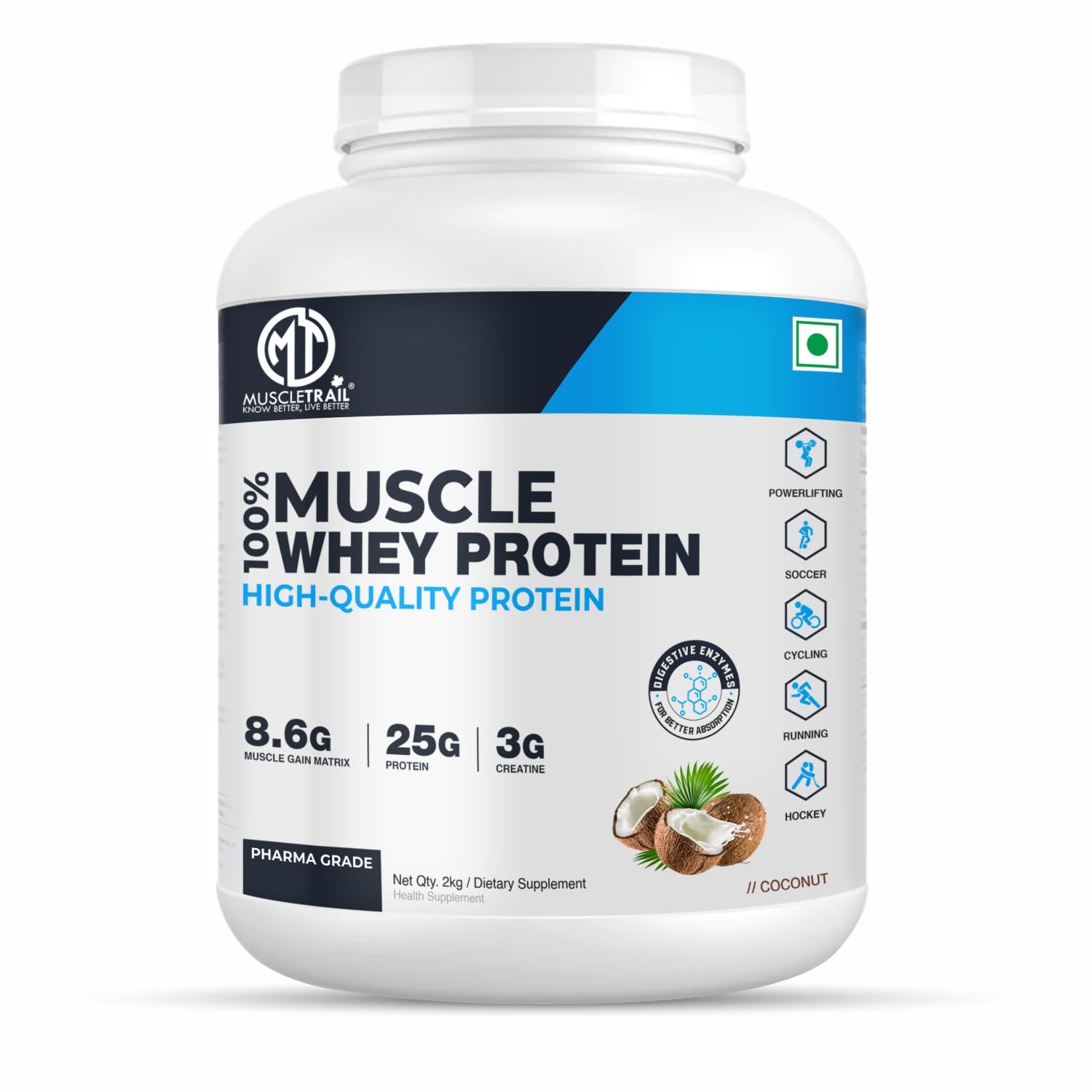 MuscleTrail Pharma Grade Muscle Gain Whey Protein | 21g Protein, 44 Servings, Support Muscle Growth Recovery | 179 Calories | 8g Carbs Protein (2kg, Chocolate) — Amazon image 17