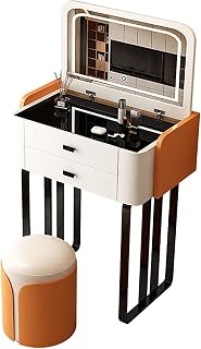 Dimmable Makeup Vanity Set with 2 Drawers and Upholstered Stool – Stylish Beauty Table for Skincare and Cosmetics 50 cm (19.6 inches)