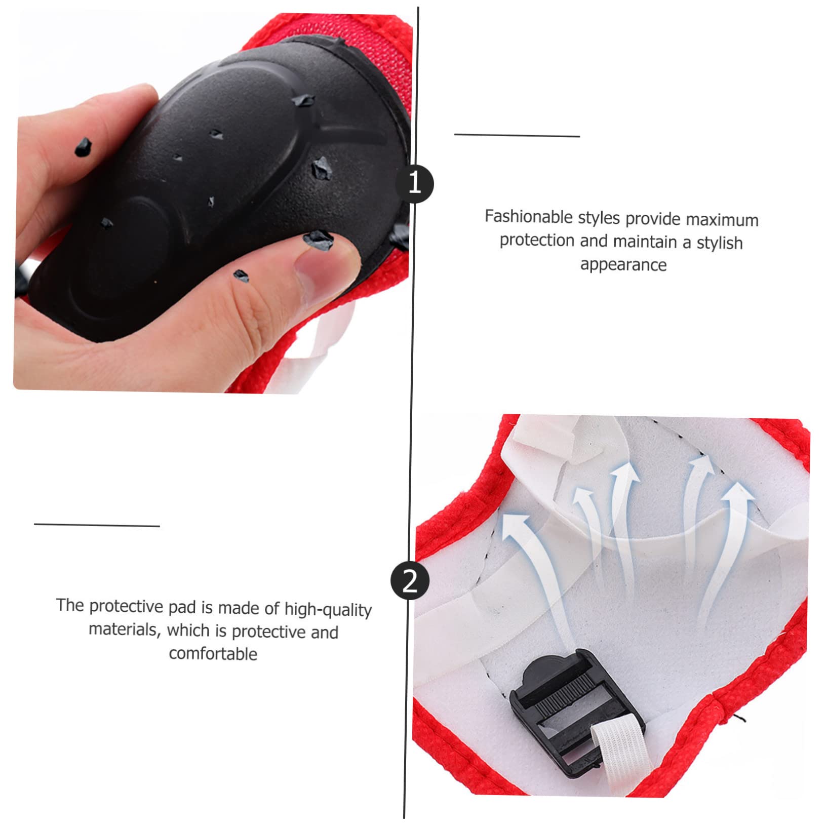 Happyyami 2Sets Protective Gear for Elbow Pads Knee Pads Wrist Guards Stylish Design Durable Mesh Cloth for Cycling Skateboarding