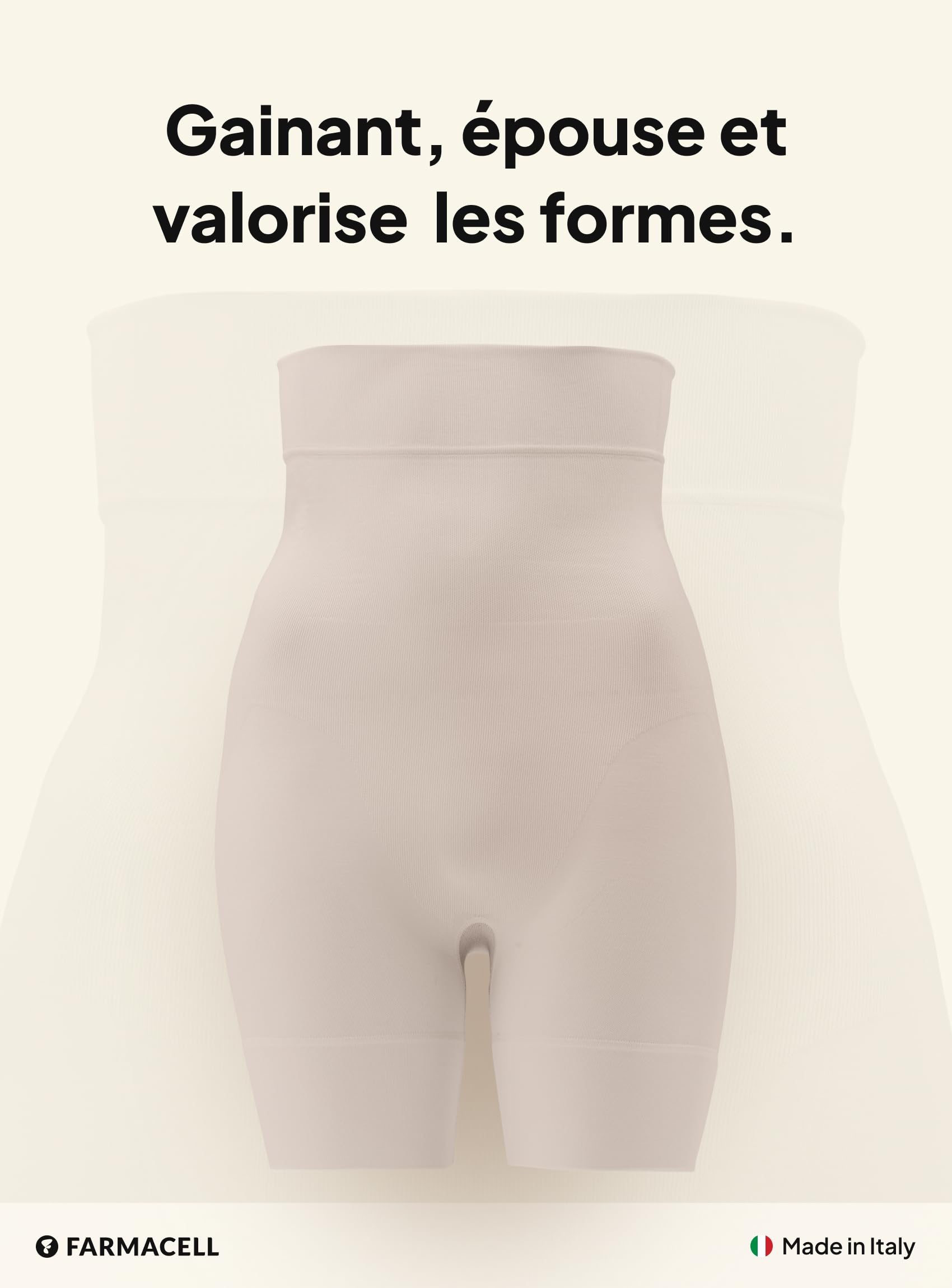 Farmacell Shorty Gainant Femme, Ventre Plat et Push-Up, Made in Italy, 602