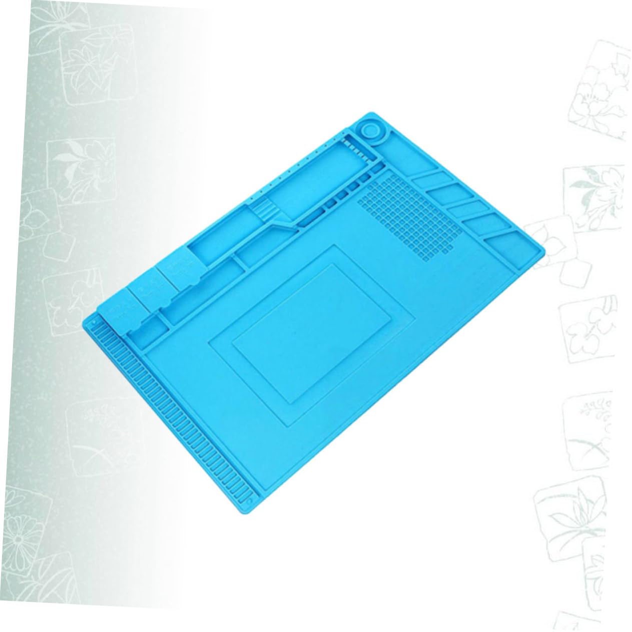 Blaue Hitzebeständige Silikon Arbeitsmatte mit Magnet, für Kleinteile | Tragbare Reparaturstation, Fächer für Schrauben und Metallteile, für Handy und CPU Arbeiten