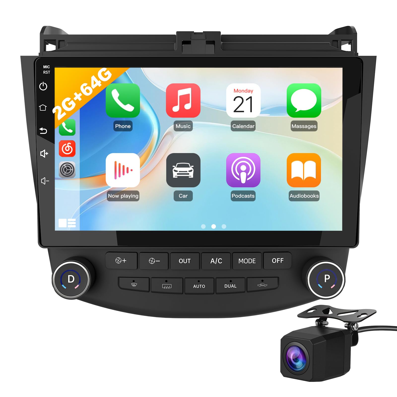 10.1" Car Radio Upgrade for Honda Accord 2003 2004 2005 2006 2007 | 2GB+64GB | Wireless CarPlay & Android Auto | Backup Camera | FM AM RDS SWC WiFi