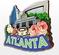 Vista 3 de Imán de madera para nevera de Atlanta Georgia USA America, colección de madera 3D, hecho a mano, recuerdos de la ciudad, imán para nevera