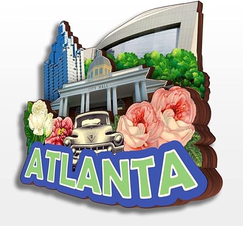 Miniatura 3 de Imán de madera para nevera de Atlanta Georgia USA America, colección de madera 3D, hecho a mano, recuerdos de la ciudad, imán para nevera,