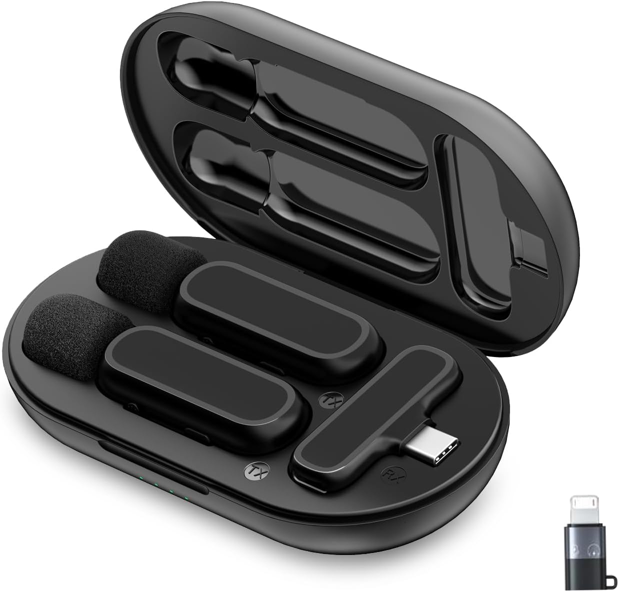 Wireless Lavalier Microphone for iPhone, Android-Dual Channel With Charging Case-Compact Wireless Lapel Microphone System for PC, Ipad, Cameras Interview Video Podcast Vlog YouTube Livestream