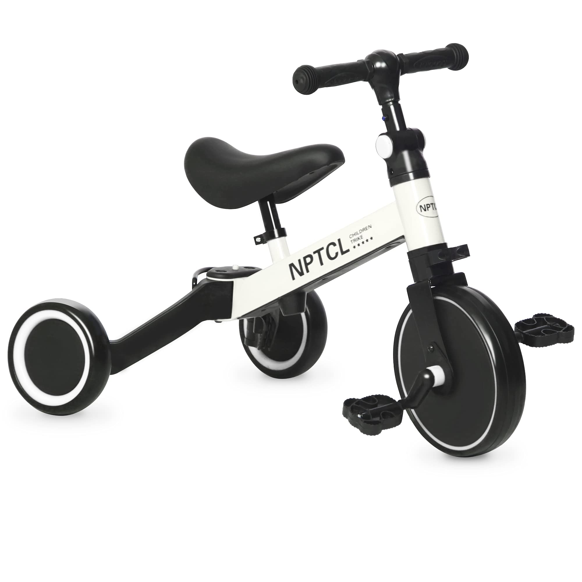 3 in 1 Kids Tricycles for 1-3 Years Old Toddler Bike 3 Wheel Baby Balance Bike Kids Trike for Boys Girls Toddler Tricycles with Adjustable Seat & Handlebar, Removable Pedals (White)