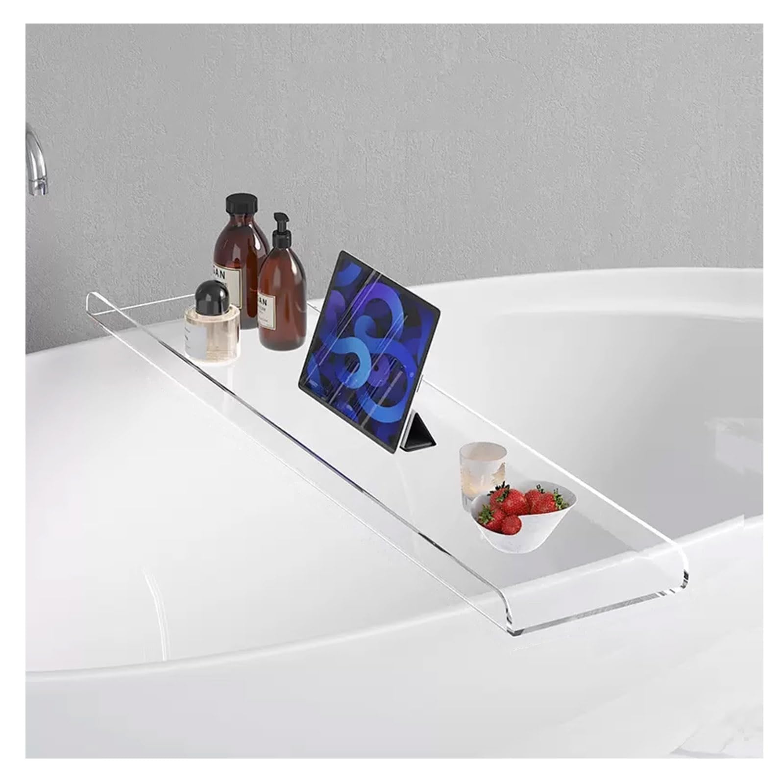 Bandeja Transparente para bañera, Mesa con Estante para Bandeja de bañera, Organizador de Carrito de Ducha de baño de Lujo, acrílico para el baño del hogar, Naranja