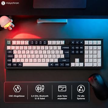 Keychron Q6 Max QMK/VIA Bluetooth Wireless /2.4 GHz/USB-C Wired Custom Mechanical Keyboard DE-ISO Full Size Programmable Knob RGB Backlit Hot-Swappable Gateron Brown Switch