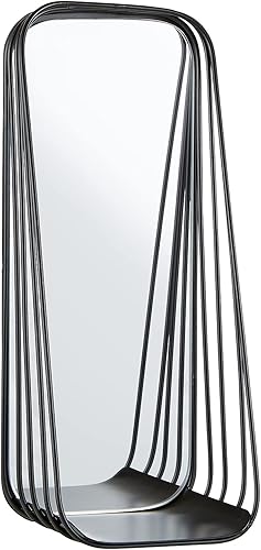 47th & Main Espejo de pared decorativo con marco de alambre, mediano, negro