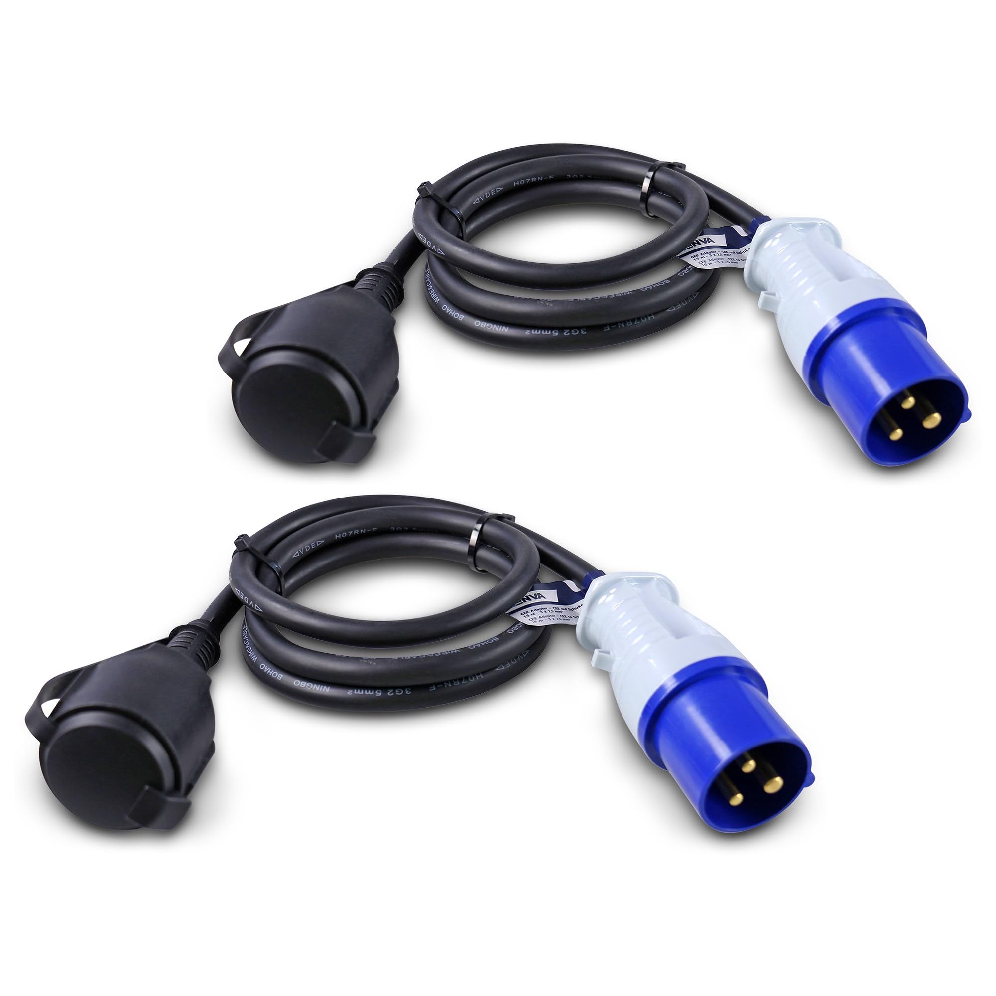 2X CEE Adapter - CEE auf Schuko - 1,5 m - 3X 2,5 mm²
