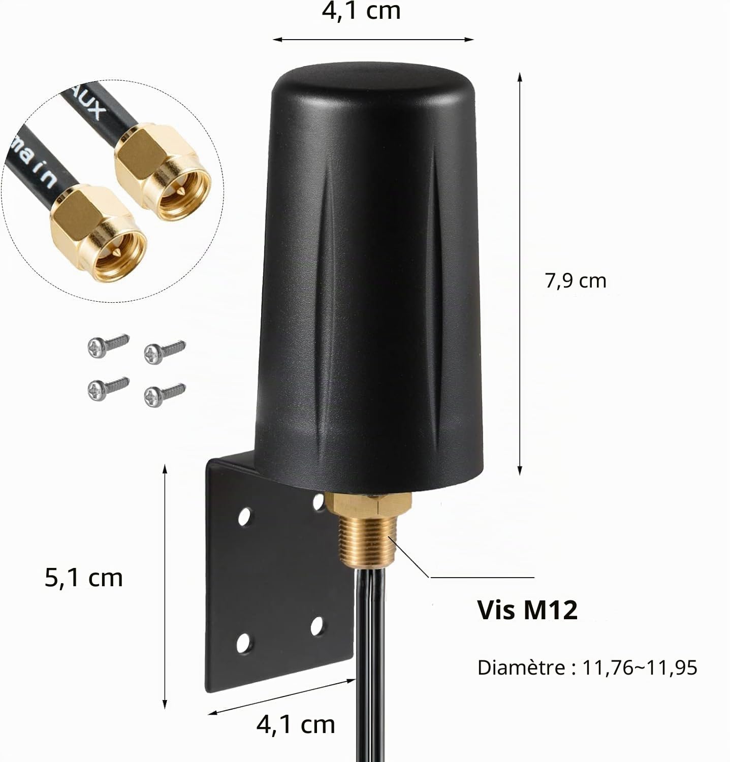 Antenne extérieure omnidirectionnelle 4G LTE 2 x 2 MIMO à profil bas compatible avec Huawei TP-Link 4G LTE Internet Hotspots, routeurs et passerelles Supaerial