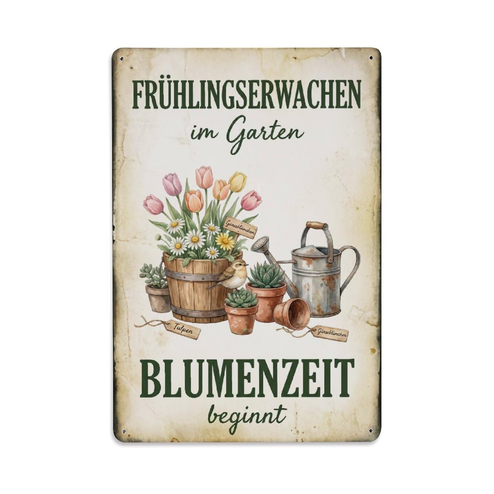 Vintage Funny Garden Spring Awakening Rustic Gate Tranquil Metal Tin Sign Plaque Wall Decor for Cafe, Club Bar, Office, Garden Metal Poster 8x12Inch
