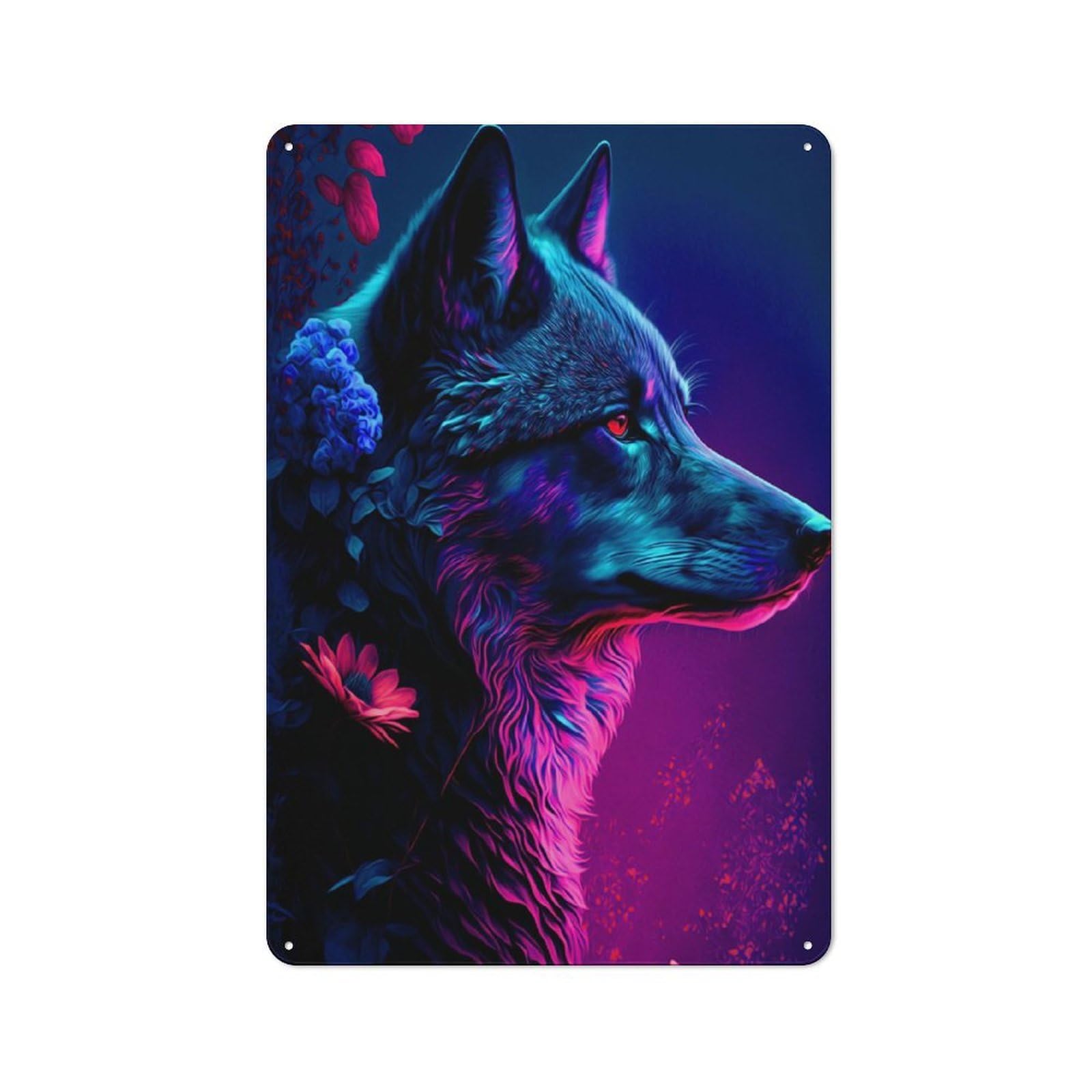 Junmoney Style-23 Brilliant Wolf Retro Metal Wall Sign 30X20cm For Living Room Or Hallway, For Collectors Decorating Living Rooms And Hallways