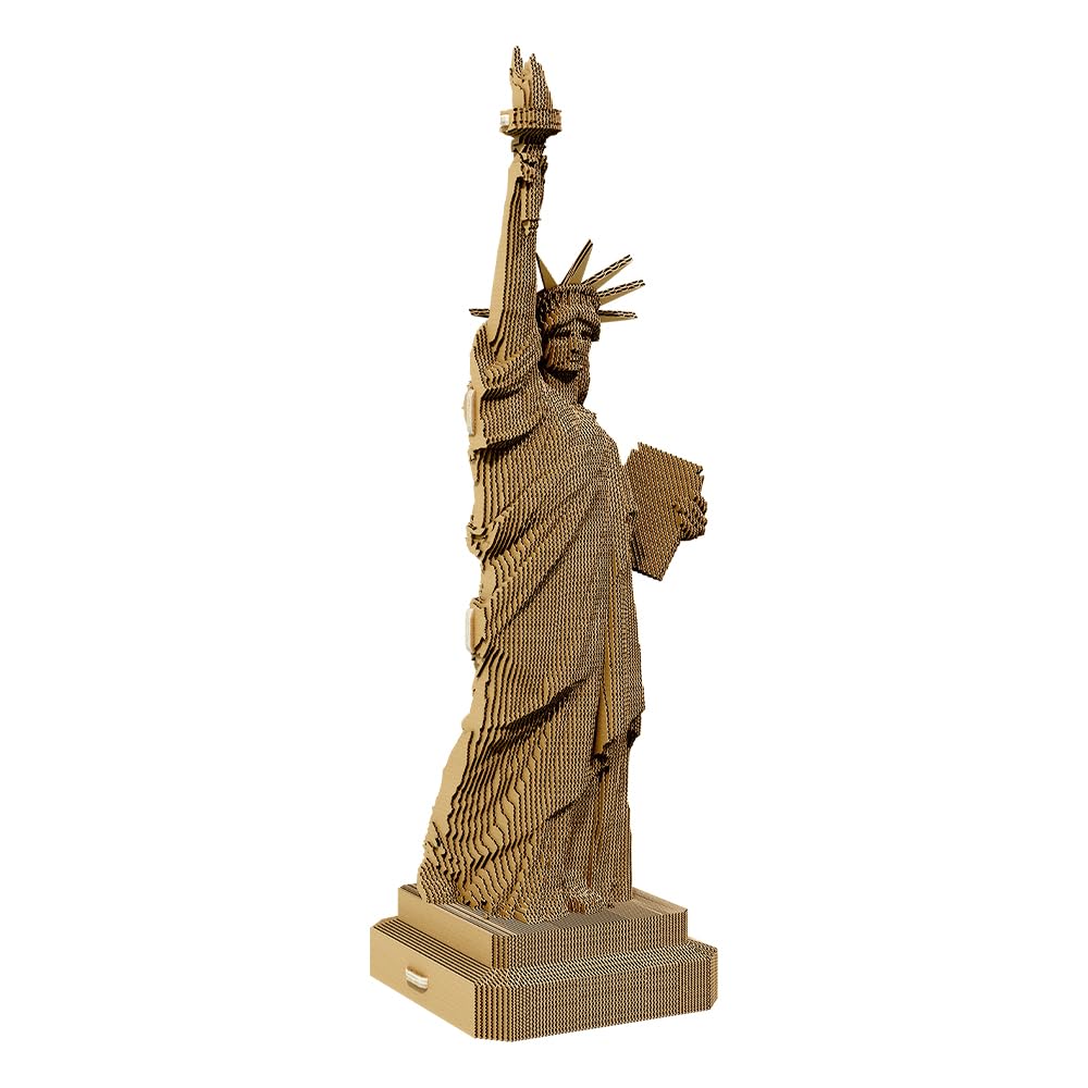 CARTONIC Statue de la Liberté Puzzle 3D en Carton – Maquette à Monter | 176 Pièces, 39 × 13 × 11 cm – Kit Sculpture DIY à Peindre, Matériaux Recyclés, Ados & Adultes, Idée Cadeau Déco