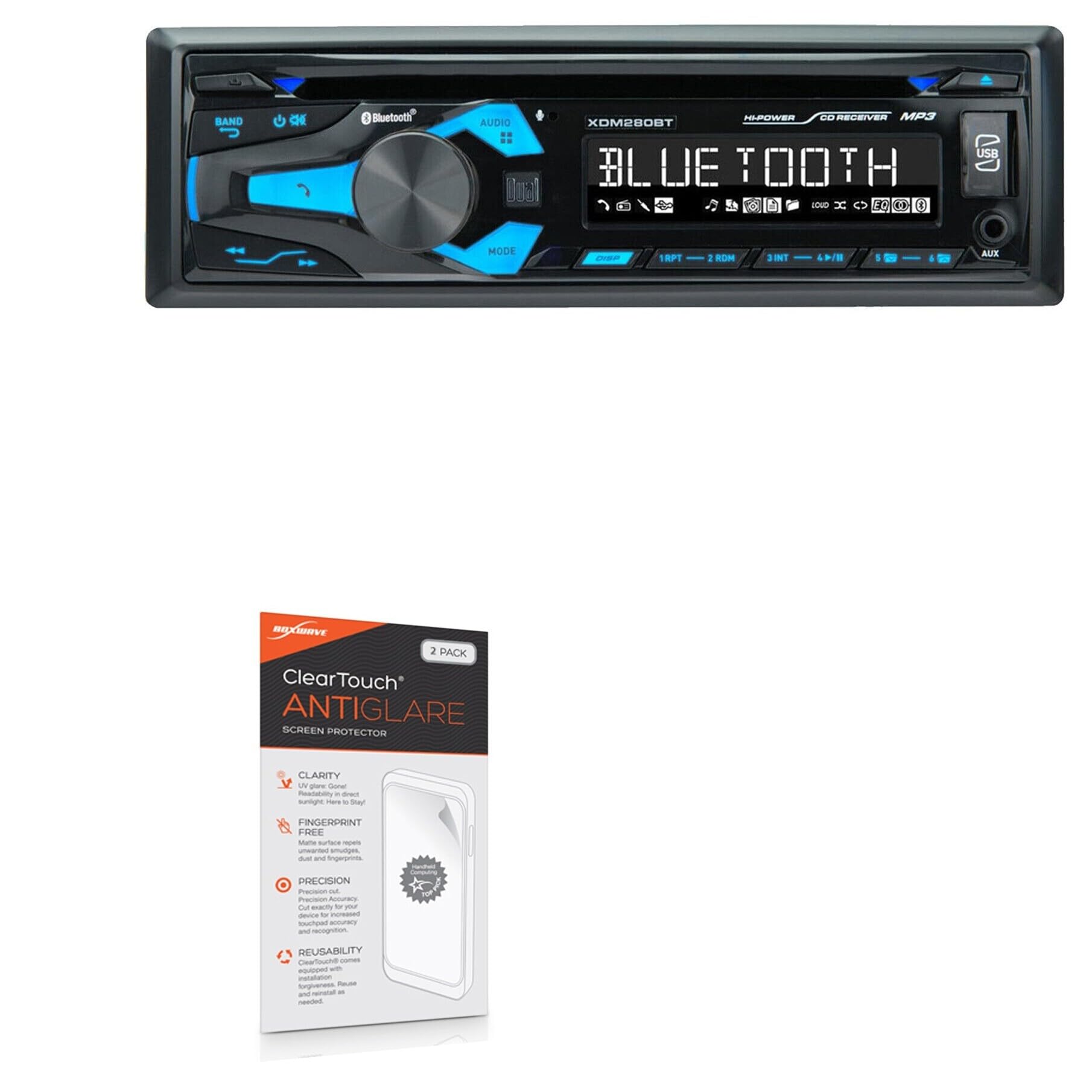 BoxWave Screen Protector Compatible with Dual Electronics XDM280BT - ClearTouch Anti-Glare (2-Pack), Anti-Fingerprint Matte Film Skin