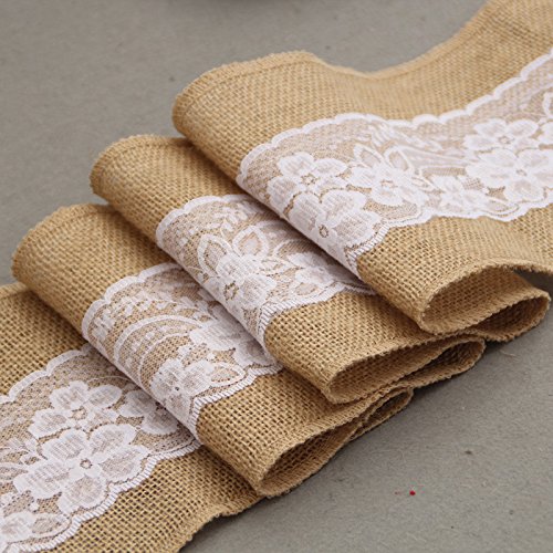 Wielofunkcyjne szarfy na krzesła z juty 15X275CM, koronkowe, jutowe, jutowe, kokarda na krzesło, wesele, baby shower ，Fiołki na pokrowce na krzesła(Lace)