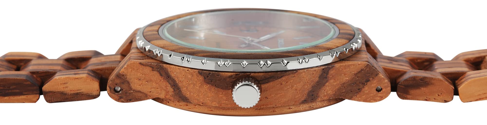 Excellanc Unisex-Holzuhr Leuchtzeiger Faltschließe Analog Quarz 2810007