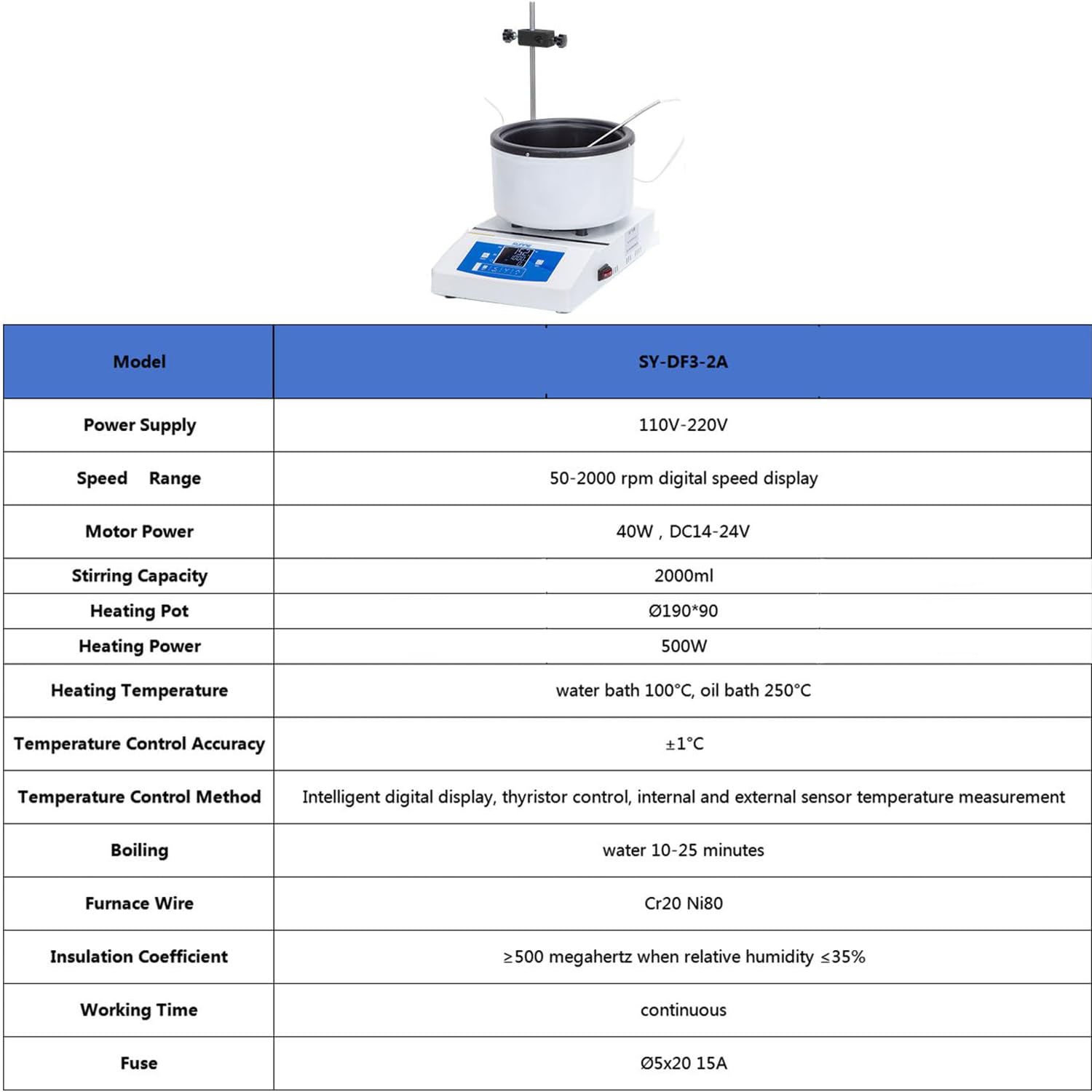 COYEUX Agitador Magnético de 2000 ml, con Rango de Velocidad Ajustable de 50 a 2000 RPM y Control de Temperatura con Pantalla Digital, para baño de Agua y Aceite Digital de Laboratorio.
