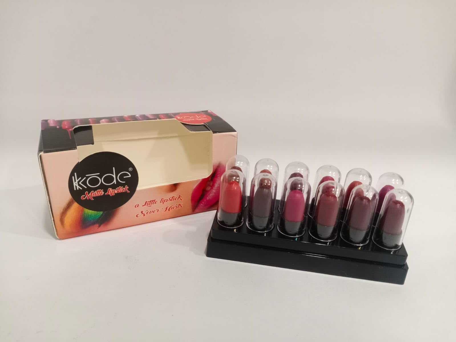 KKODE MATTE MICRO MINI LIPSTICK KIT, LIP MOISTURISING AND HYDRATING, LIGHT WEIGHT (PACK OF 12), SUITABLE FOR ALL SKIN TONES WITH VIVID COLOURS.