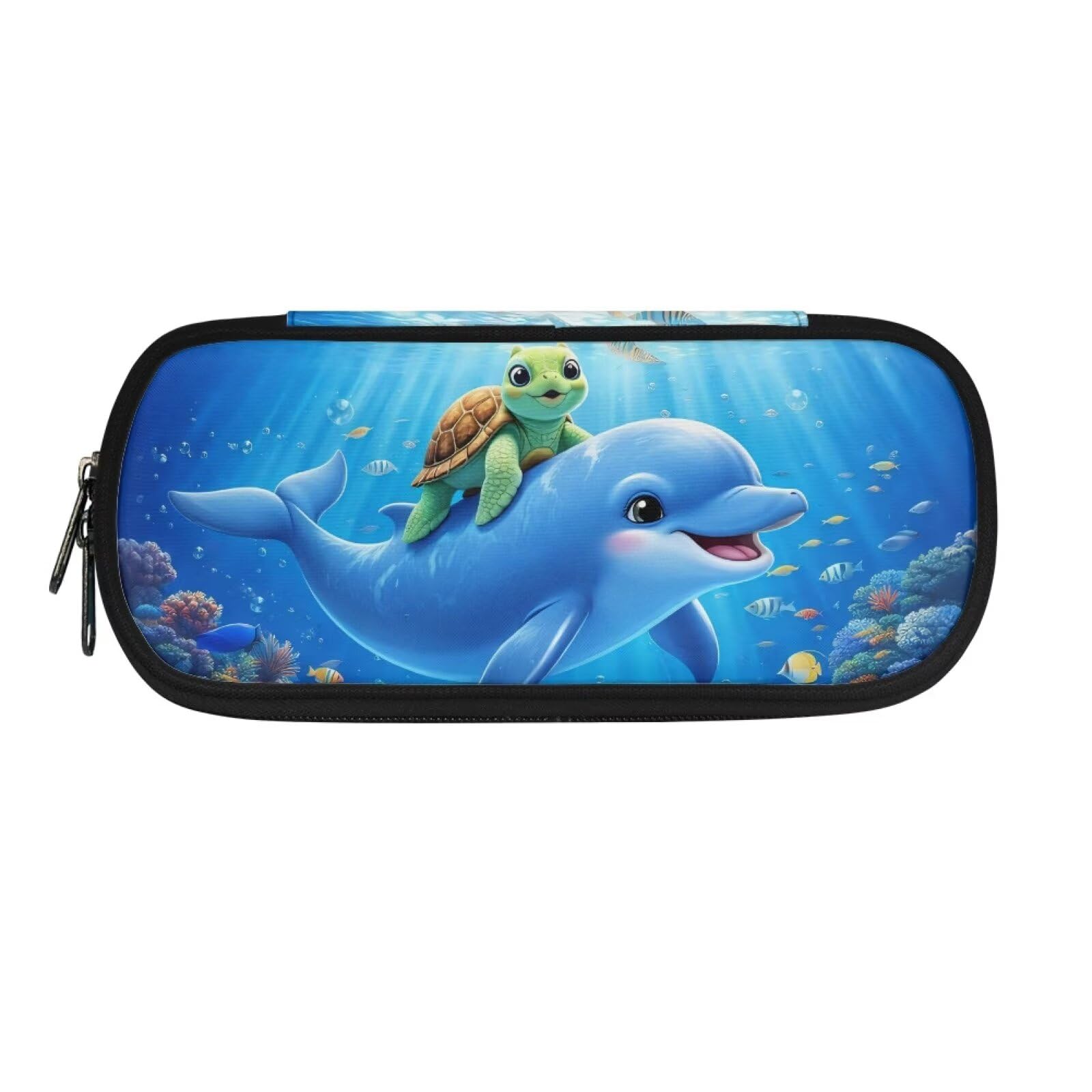 Dolyues Dolphin Turtle Large Pencil Case Kids Boys for Primary School Big Capacity Pencil Cases Boys with Compartments Pen Organiser Pouch for Classroom — image 1