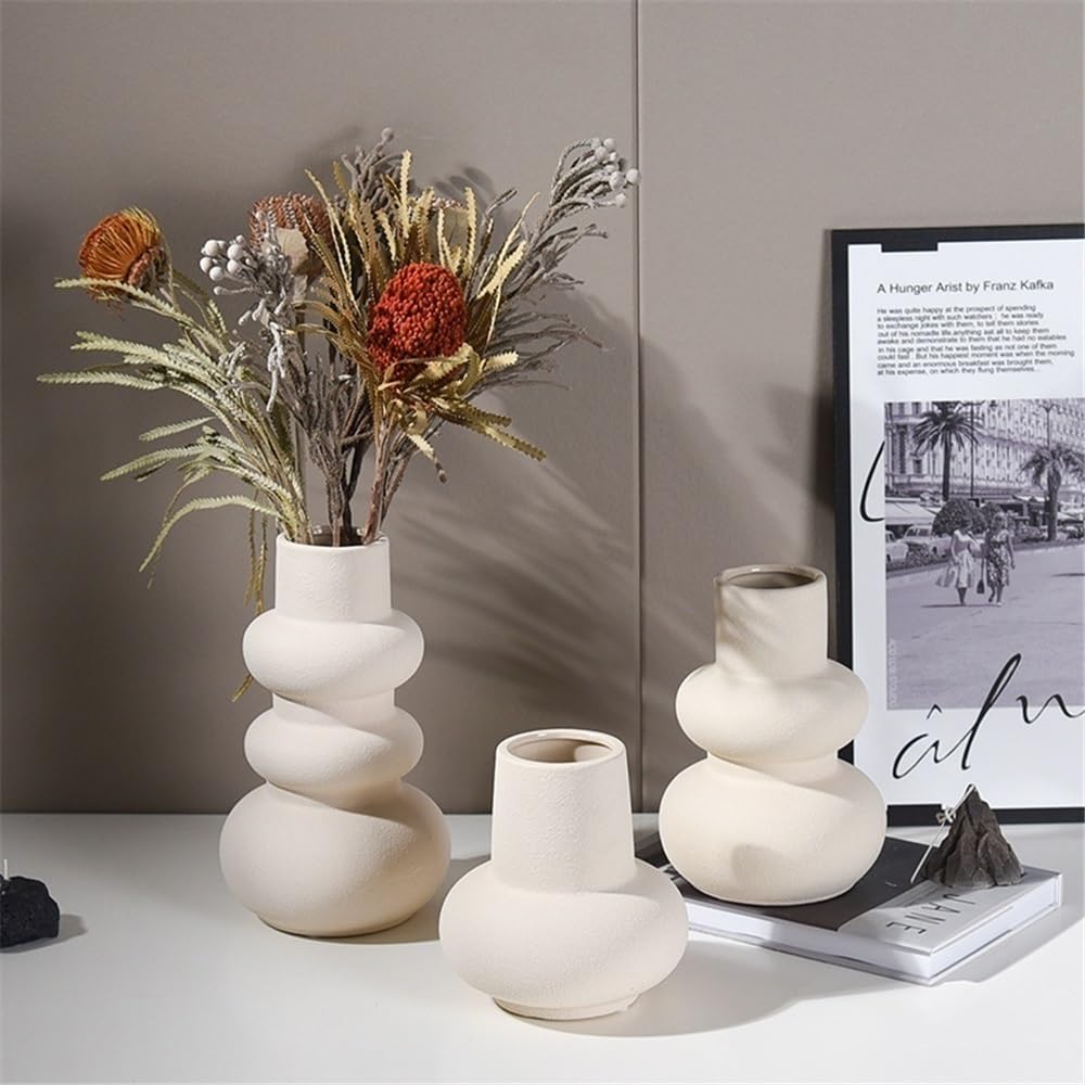 Jarrones Decorativos Modernos Jarrón de cerámica en Espiral, arreglo Floral for Sala de Estar, decoración del hogar, arreglo Blanco for Entrada. Jarrones