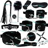 WreGmgg Bondage Set Von 12 Teilen, Verstellbares Leder Mit 4 Verschiedenen Farbkombinationen, Sport Set Mit Augenmaske Und Handschellen - D6
