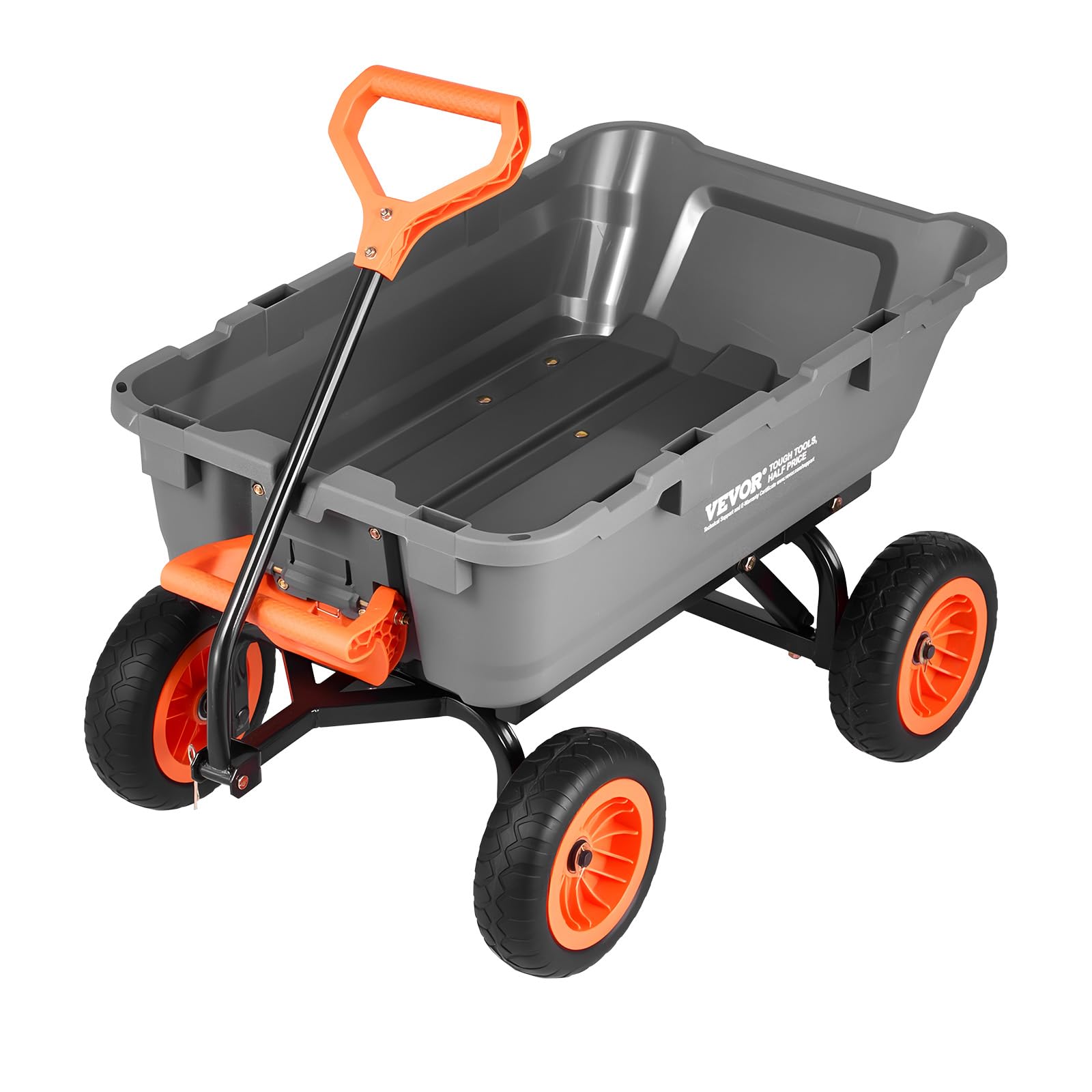 VEVOR Gartenwagen mit Kippfunktion, 362 kg Belastbarer Bollerwagen 270° Drehbarer Transportwagen für Gartenarbeit aus Kunsttoff Stahl mit 10 Zoll Kunststoffreifen Metallzaun für Rasen, Kies & Schlamm
