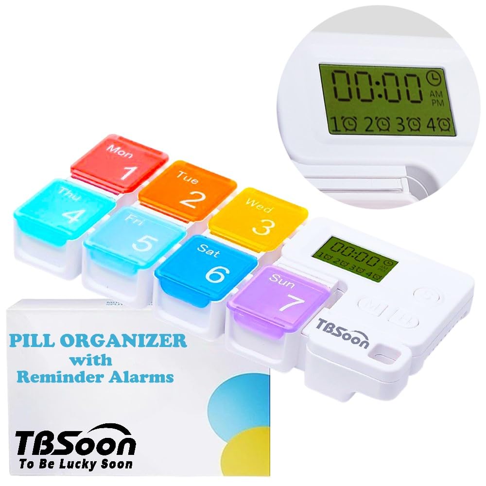 7 Compartments 4 Alarms Pill Organizer