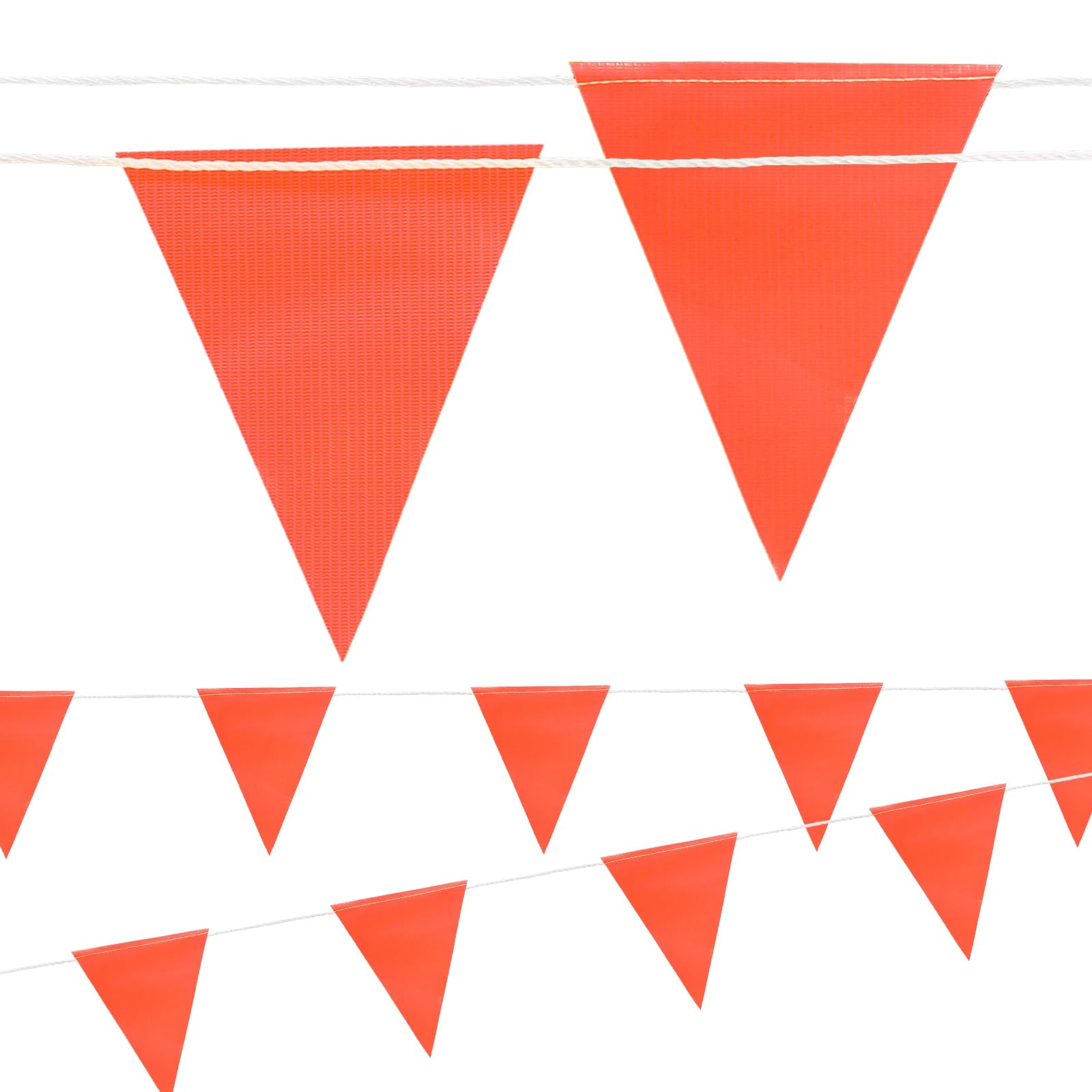 PATIKIL Safety Banner Flags, (20x17cm, 30m, Orange) String Triangle Banner High Visibility Perimeter Warning Flag Line, Suit for - Traffic Barrier/Parking Lot/Construction Events/Party