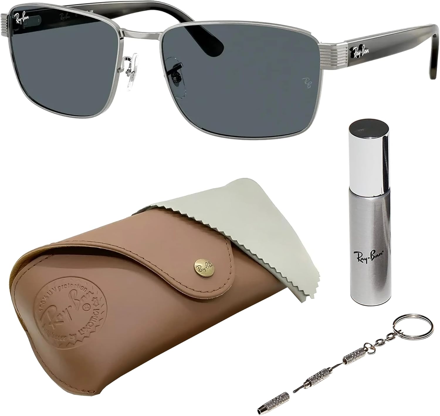 Ray-Ban RB3750 Square Shaped Sunglasses for Men & Women with Official RAYBAN Eyewear Kit