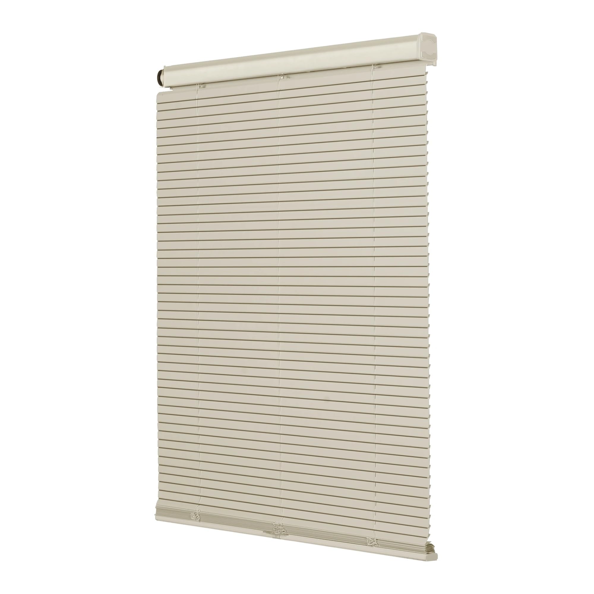 No Drill Blind Cordless Mini Window Blinds No Drill Room Darkening Blind Light Filtering Aluminum Horizontal Blinds Shades(Beige,24"W x 48"L)