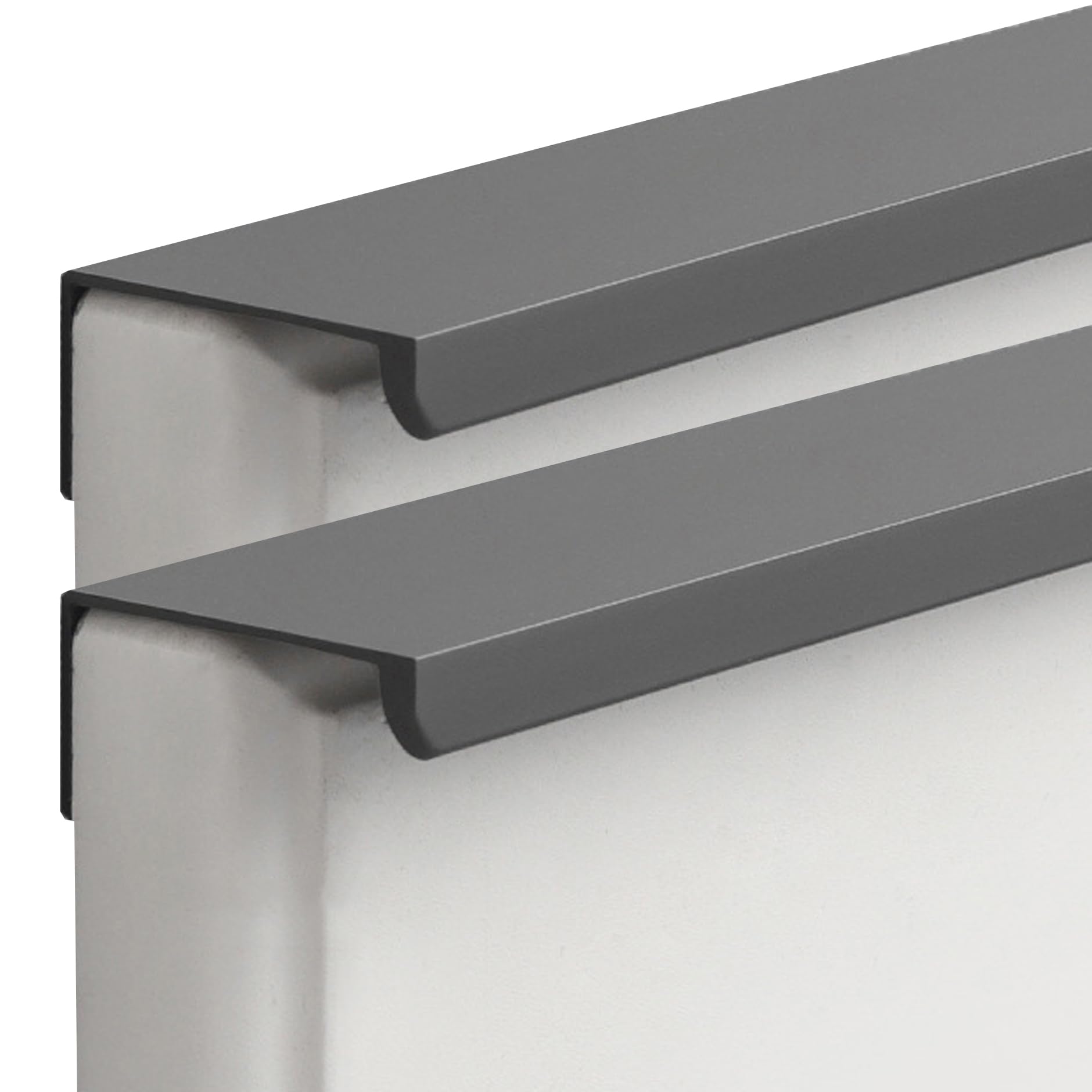 JIALUO0318 Dark Grey Invisible Handle Aluminium Alloy Concealed Pull Kitchen Cupboard Handles Finger Edge Pull Door Knob Cabinet Handle 2 Piece (Length 150mm)