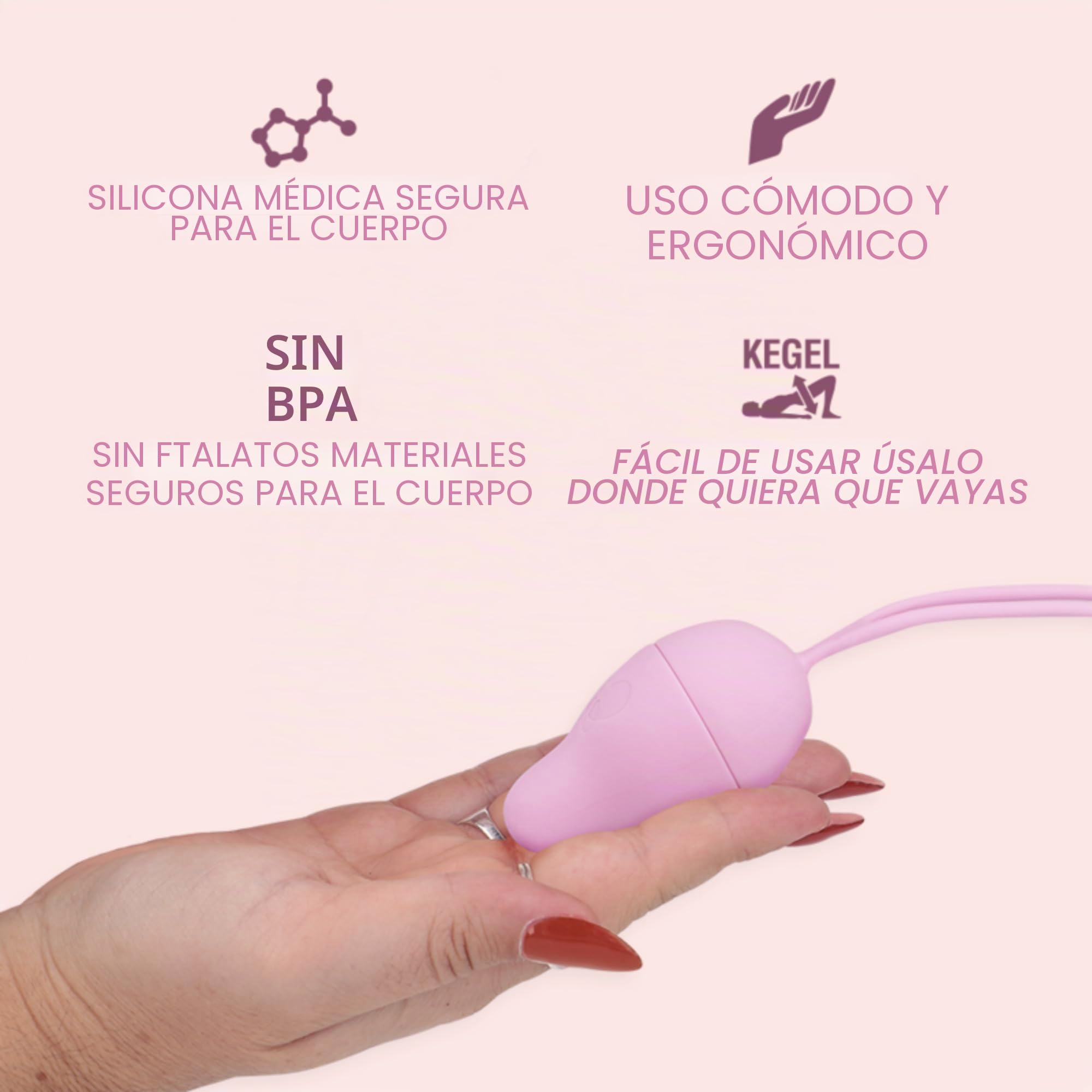Entrenador del Suelo Pélvico para Mujeres Bolas Kegel Pesas| 4 Bolas con Pesos Graduales Recubiertas de Silicona Bolas Ejercicios de Kegel Fortalece la Musculatura Vaginal y Previene Incontinencia