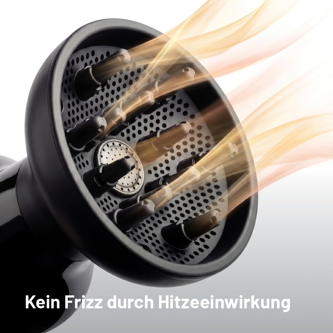 Imetec Diffon, Haartrockner mit Warmluftdiffusor für lockiges Männerhaar, definierte Locken ohne Frizz, Keramik-Technologie, 2 Luft-/Temperaturstufen, Spannungsumschaltung, 700 W, Schwarz