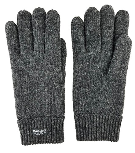 Image of BRUCERIVER Men's Pure Wool Knitted Gloves | Insulated Fleece Lining