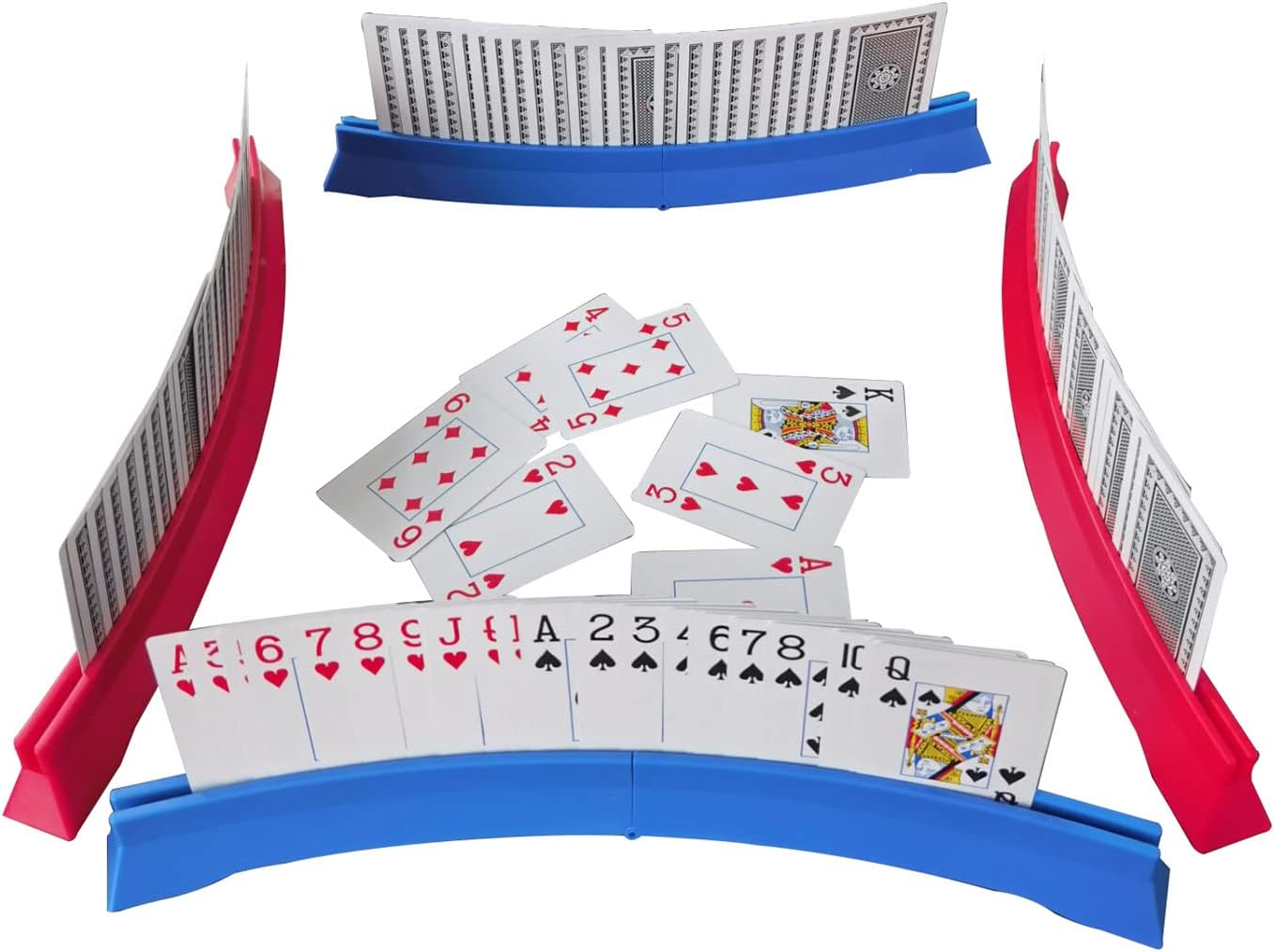 4 Pack Playing Cards Holder - Foldable Card Holders for Playing Cards - Curved Playing Card Rack for Adults Seniors Arthritis