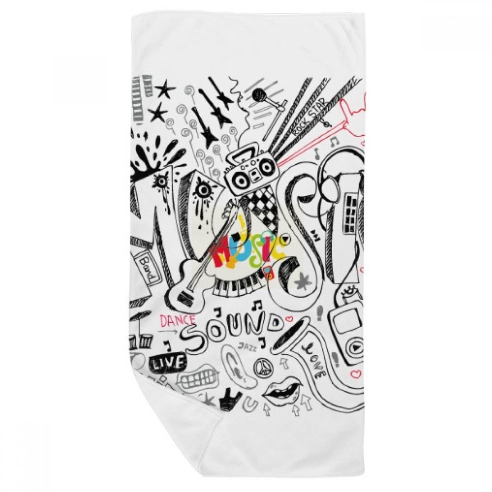 Serviette de bain absorbante 35x70cm motif graffiti pour peau sensible