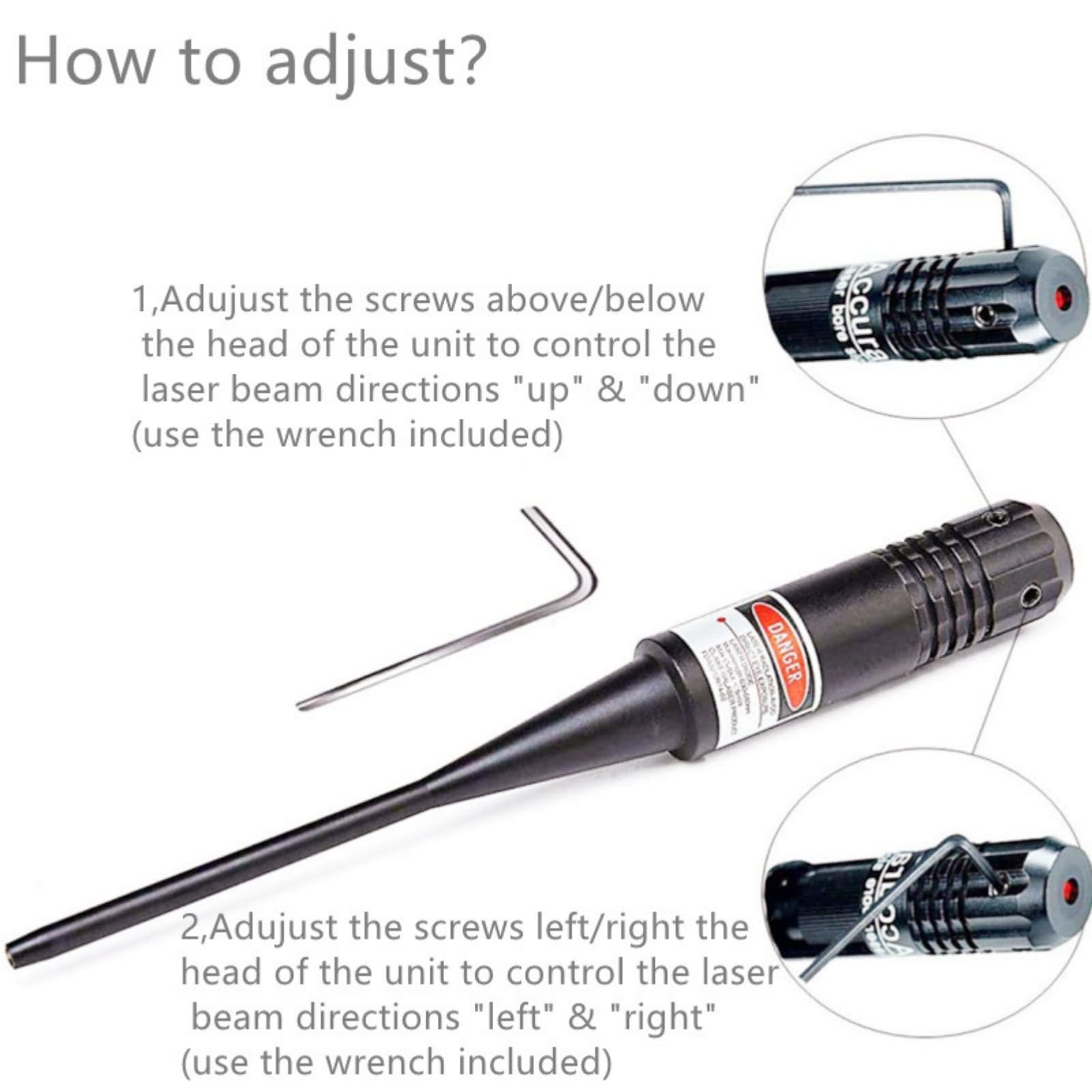 Bore Sighter, .22~.50 Laser Bore Sighter Kit Visierkartusche Boresight Kollimator Zielverfolgungswerkzeug Aluminiumlegierung für horizontale Kalibrierung