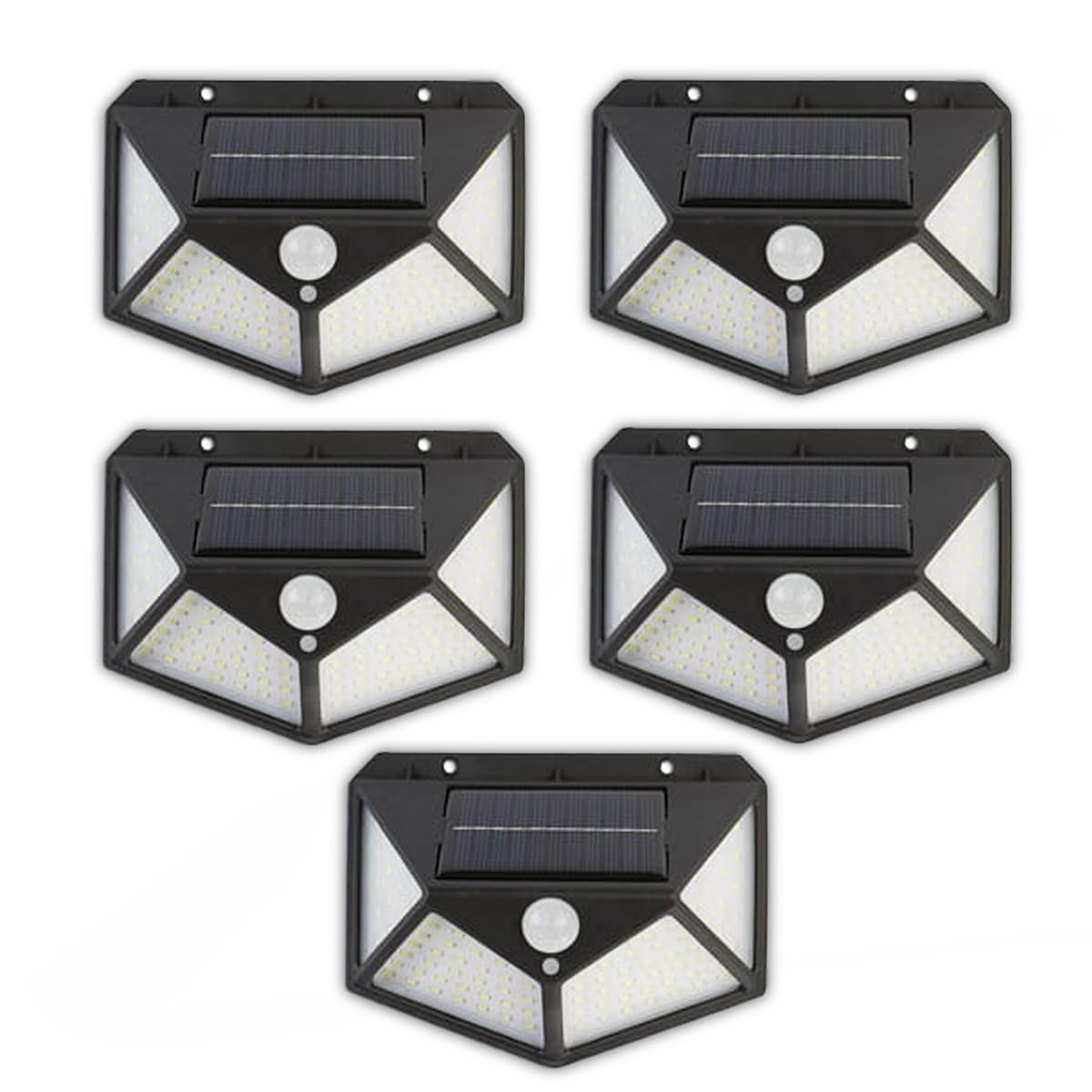 LED Solar Security Lights, Outdoor Garden Motion Sensor Wall Lights, 100 LEDs, 3 Modes, Solar-Powered Motion Detection, Waterproof, 270° Wide Angle,5 Pack