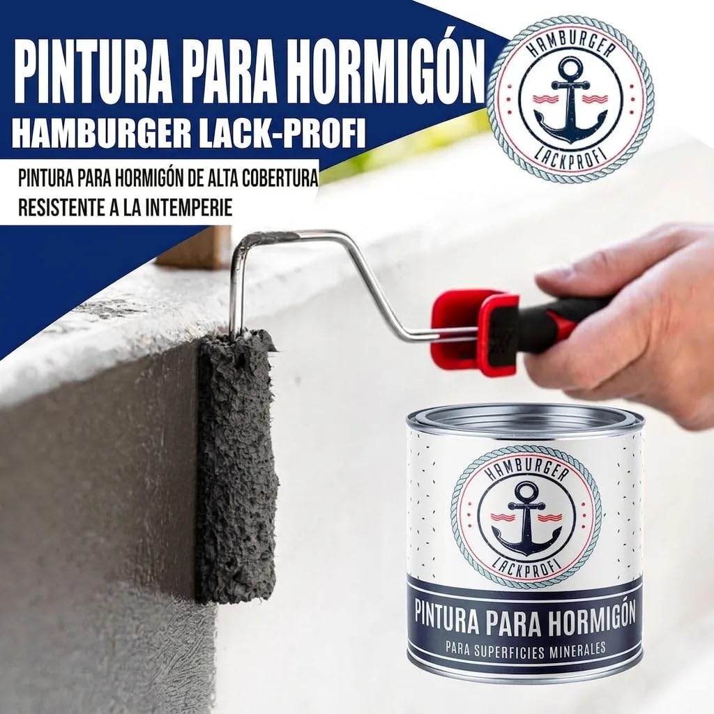 Pintura para hormigón satinado marrón grisáceo RAL 8019 marrón Pintura para suelos suelos revestimiento de hormigón de fachada con kit (X300) y Diluyente (1 L) (1 L) Hamburger Lack-Profi