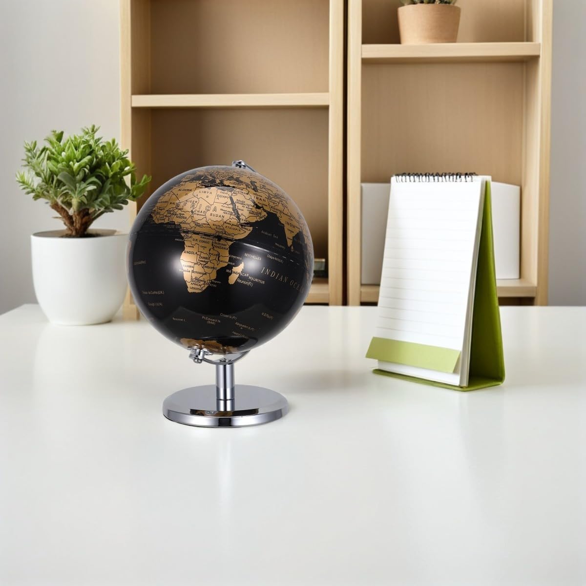 Globo Terráqueo Decorativo Accesorio Educativo y Decorativo Moderno para Escritorio con Diseño Detallado para Oficina y Estudio