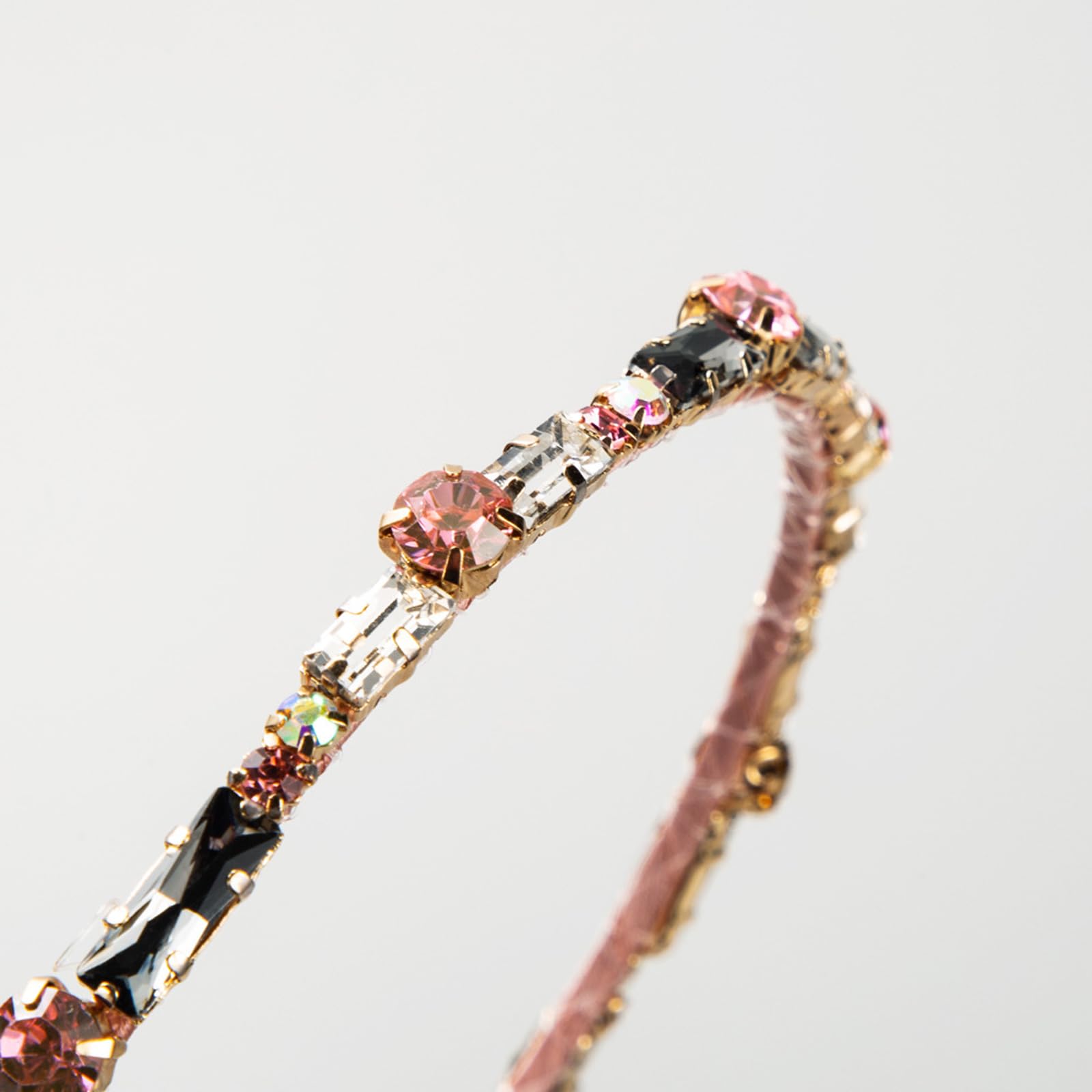 Qiwenr Crystal Headband, Crystal Side Headband, Pink Rhinestone Hair Bands, Great Headpiece for Prom Party - Image 3