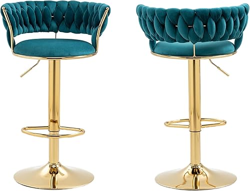 Taburete de bar de lujo, moderna silla de recepción redonda ajustable, silla de bar de terciopelo dorado, silla de comedor alta de cocina, altura