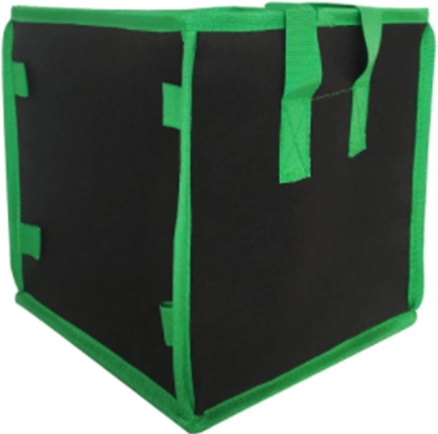 Grow Bags Fabric Plant Pots 7 Square Planting Bags with Heavy Duty Handle Planting Buckets for Transplanting Gardening Supplies,Black and Green