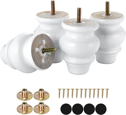 Michanco Juego de 4 patas redondas de repuesto para muebles de 3.5 pulgadas, patas redondas de repuesto para sofá, sofá otomano