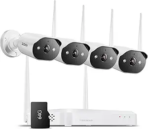ZOSI 2K Wi-Fi 6 Security Camera System,4pcs 3MP Plug-in Metal WiFi Cameras Indoor Outdoor,AI Person Detection,Color Night Vision,2 Way Audio,8CH 4K NVR with 64GB Memory Card for Motion Recording asin的图片