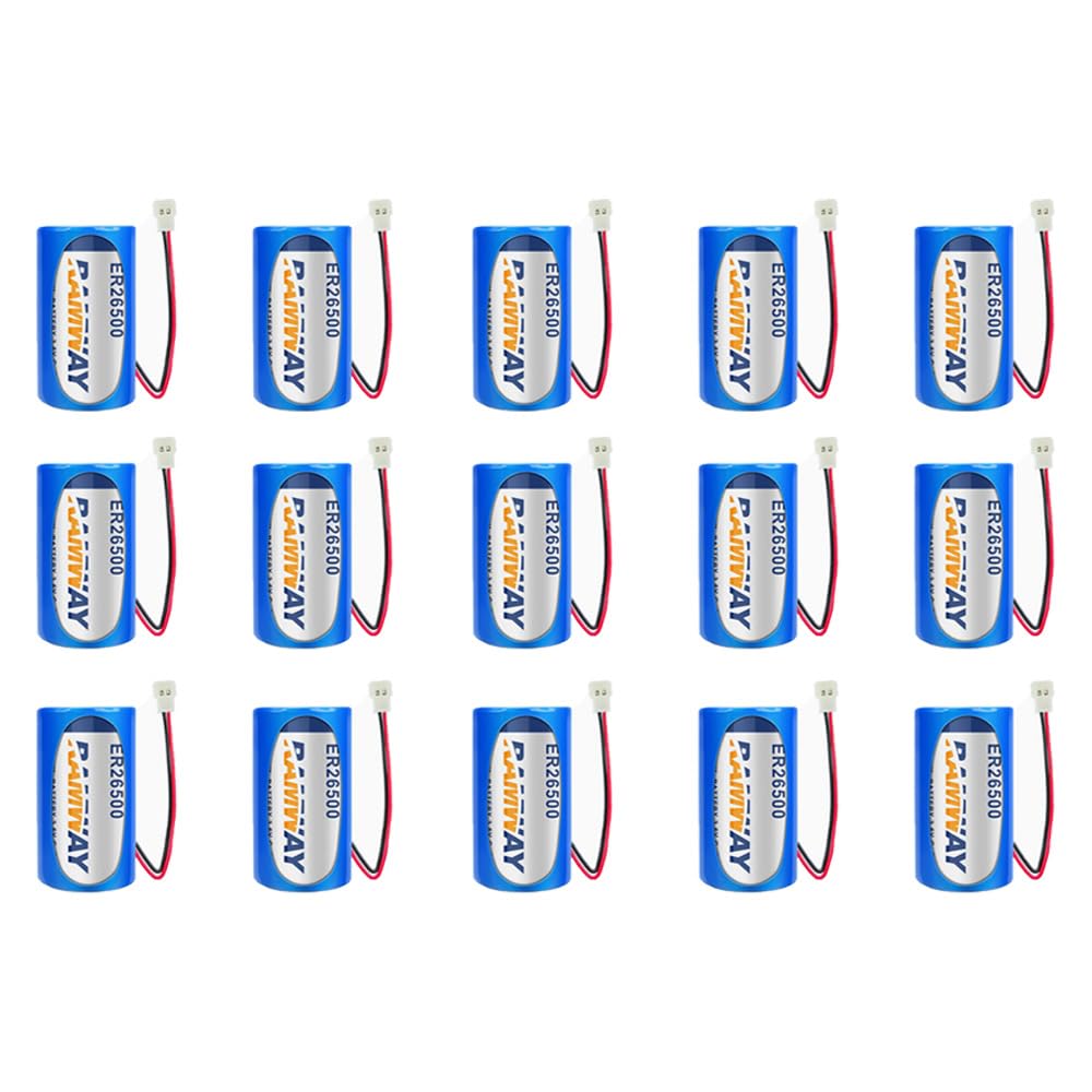 MEELER 15 PCS C Size 3.6V 9000mAh Lithium Battery for ER26500 with 51005 White Plug